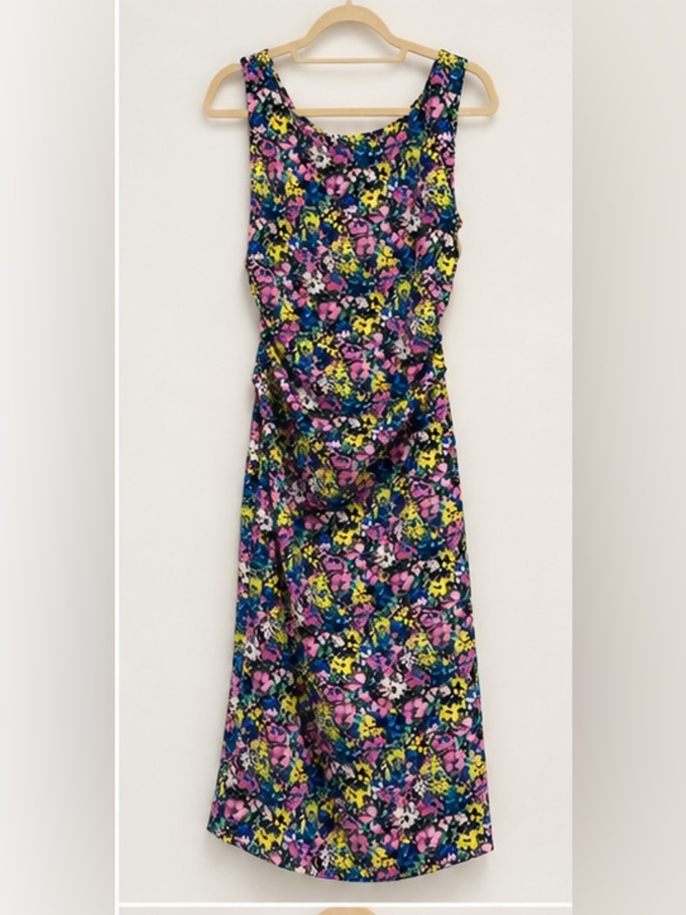 ZARA Multicolor Floral Ruched Midi Dress Size M